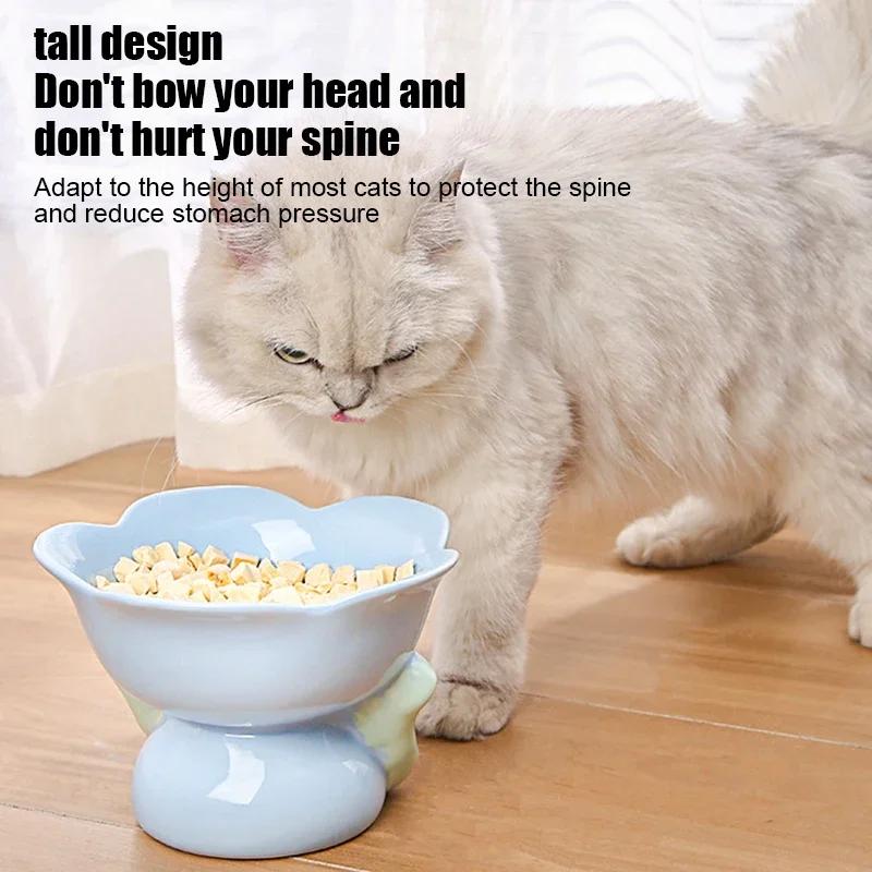 Elevated Pet Ceramic Feeding Cats Drinking Raised Eating Dogs Products Puppy Flower Bowl Feeders Non-slip Cat Small Supplies