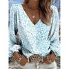 Dames Bohemian Retro Westerse Stijl V-hals Blouse - Lantaarnmouw Top, geschikt voor casual kleding, vakanties en dagelijkse outfits