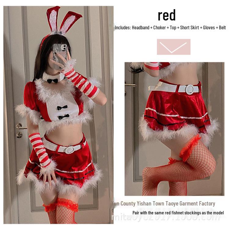 Red Christmas Bunny Cosplay Lingerie for Influencers & Streamers