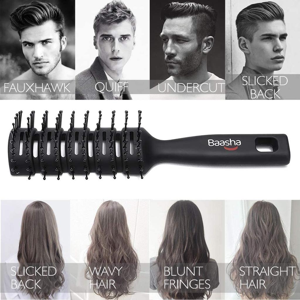 Baasha Haarbürste Haare Verhindert Haare Haarpflege Geeignet für Männer und Frauen Schwarzer Kamm, Antistatischer Kamm, Ausfall, Styling, Bürste, Verhedderungsfrei, -