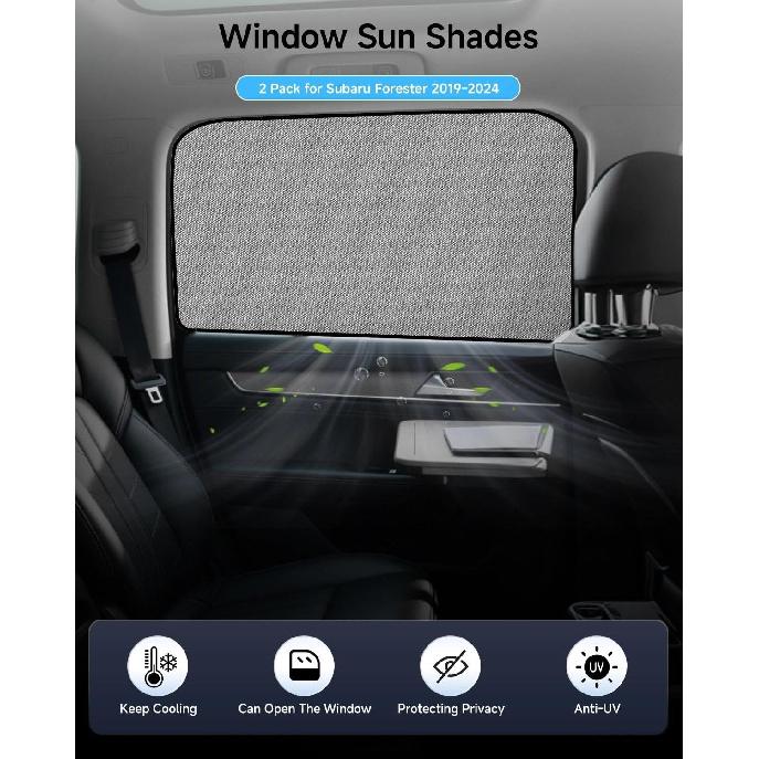 Car Window Shade for Subaru Forester -2024,2 Pack UV & Glare Protection, Breathable Privacy Screen, ect & Bug Blocker Magnetic Mesh Side Rear Sun