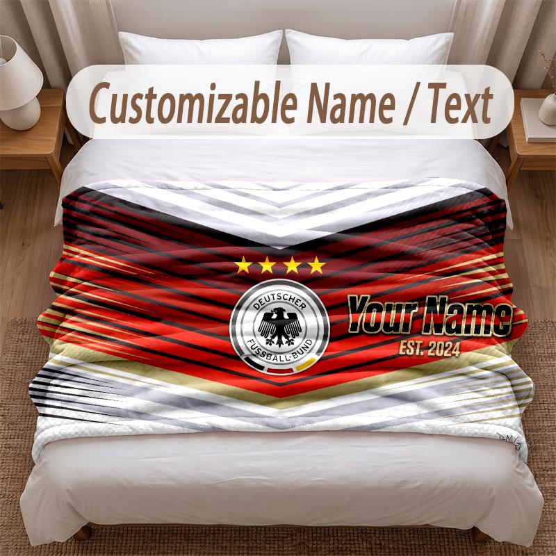 Germany national football team Printed Flannel Blanket Custom Name Text Soft Warm Throw For Bedroom Holiday Gift