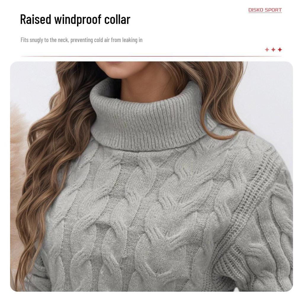 European & American Fashion Women's Cable Knit High Neck Sweater - Autumn/Winter Collection