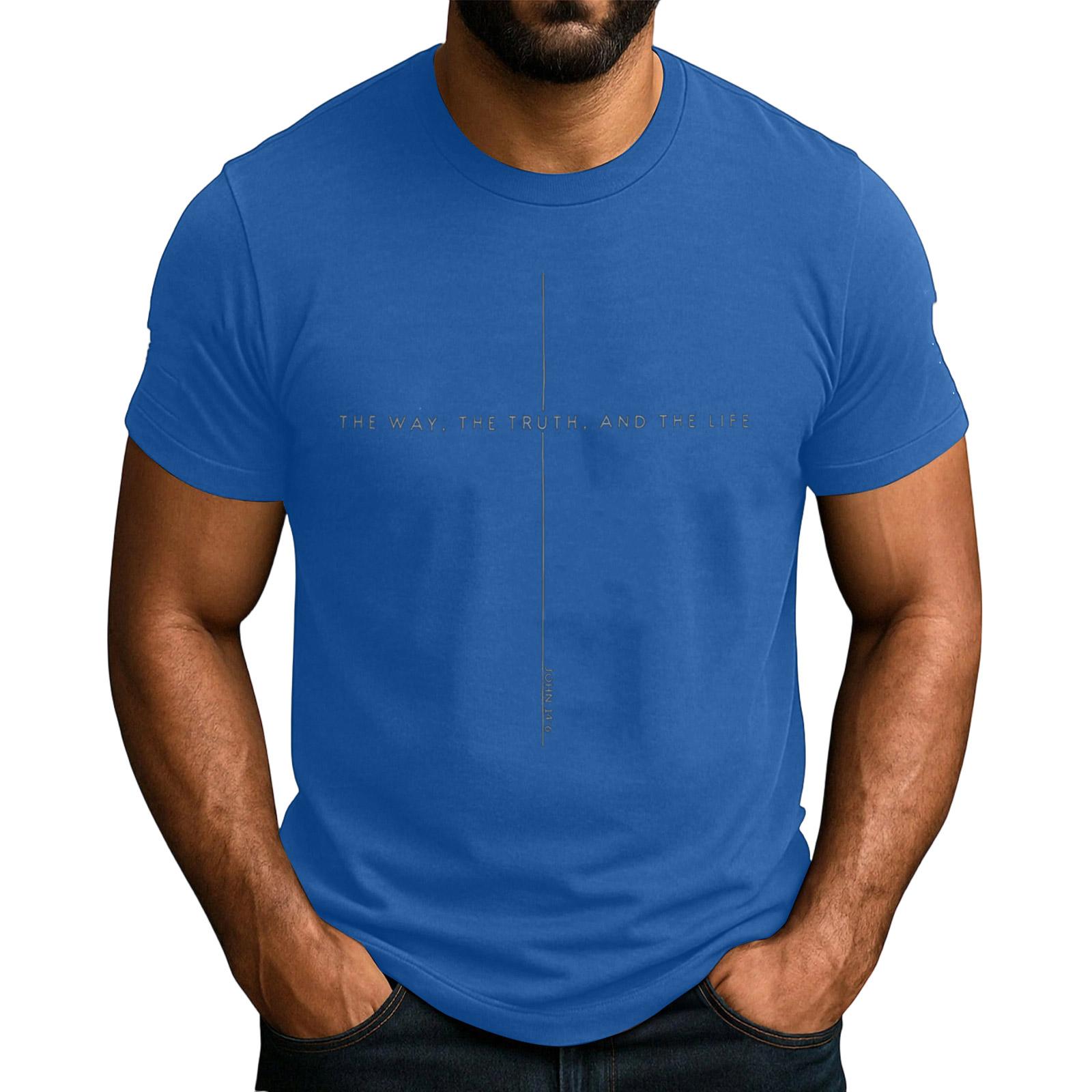 Популярная мужская футболка с принтом круглая горловина короткий рукав XL синий 1380₽