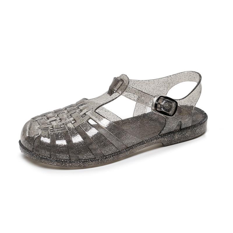 Women's Breathable Crystal Flat Sandals - Summer Outdoor Closed-Toe