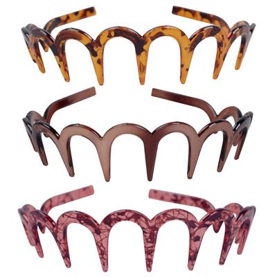 Tiara Estável Marrom Acrílico Tiara em Forma de U Pente de Cabelo Dente de Tubarão Joias Acessório de Cabeça Presente para Meninas Mulheres
