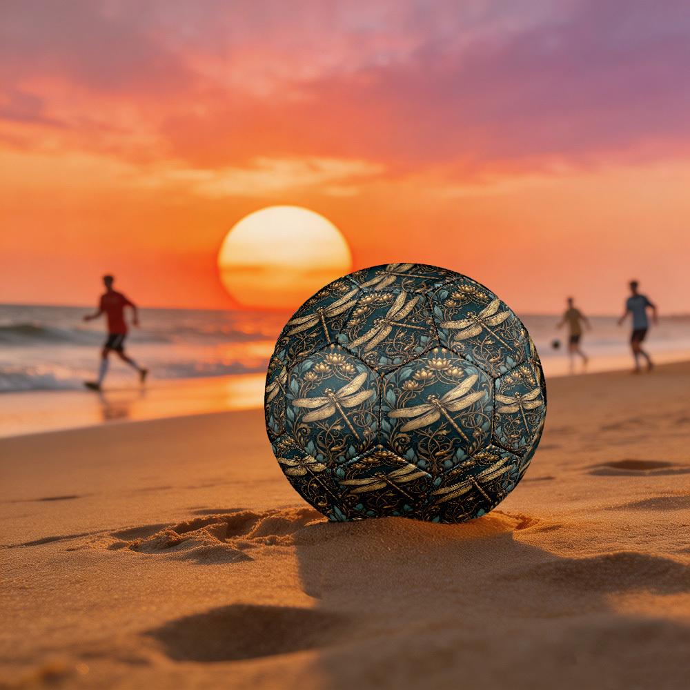 1pc Golden Dragonfly Art Theme Soccer Ball Football, Size 5, Lightweight PVC, Outdoor Training Soccer Ball,Gift c6584