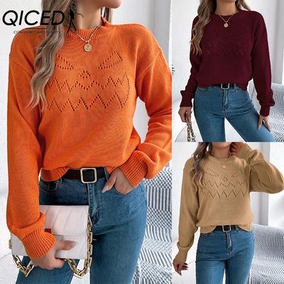 Suéter Pulóver de Manga Larga con Linterna Hueca de Color Sólido para Halloween Ropa de Mujer