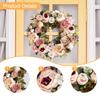 Spring Wreath Front Door Hanging Ornament Artificial Peony Flowers Garland 15.75inch for Garden Party Balcony Festival New Year