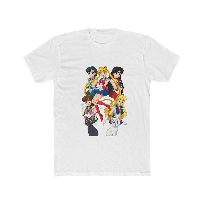 

Fashion TShirt 90s Anime Sailor Moon Retro Graphic Summer Cotton Unisex Women Tee Streetwear Soft Casual Trend Short Sleeve Top S