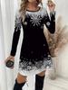 2025 Women's Christmas Dress Fashion O-Neck Long Sleeve Christmas Tree 3D Printed A-Line Dress Ladies Dresses Plus Size Femme