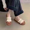 Thick-bottomed beautiful cool slippers women's summer wear 2025 new flat-bottomed fashion with skirts Beach one-word slippers