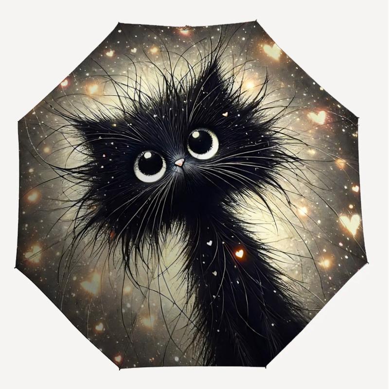 1PC cat heart Automatic Open/Close Umbrella with Windproof, 8-Rib Sturdy Canopy, Durable Ribs, Fashionable Design,1279a