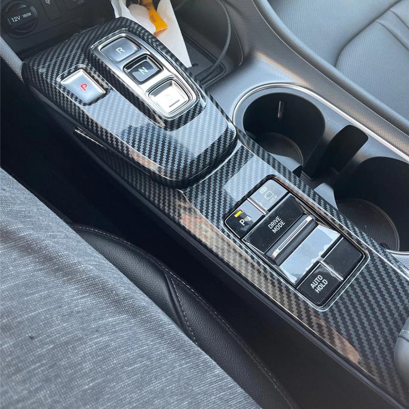 Carbon Fiber Central Console Gear Shift Panel Frame Decoration Cover Trim Accessory Interior For Hyundai Sonata DN8 -