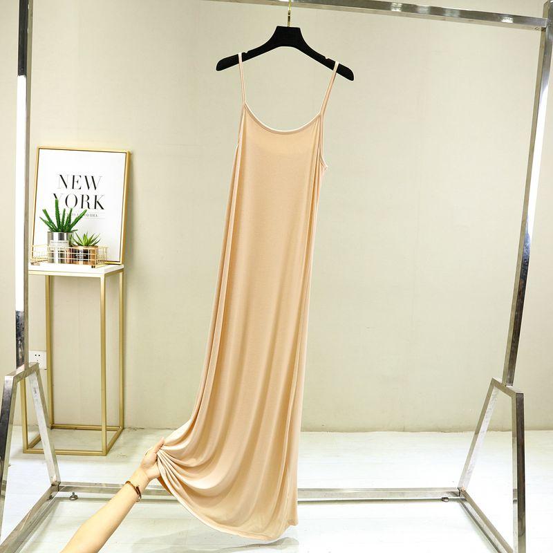 

Модальный тонкий ледяной шелк свободный топ-майка платье-комбинация Skin color Long XL (70.00 kg-80.00 kg recommended