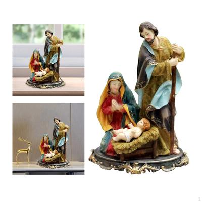 Holy Family Mary Joseph Religious Figurine Miniature Decoration , Mini Resin Statues Figures Desktop