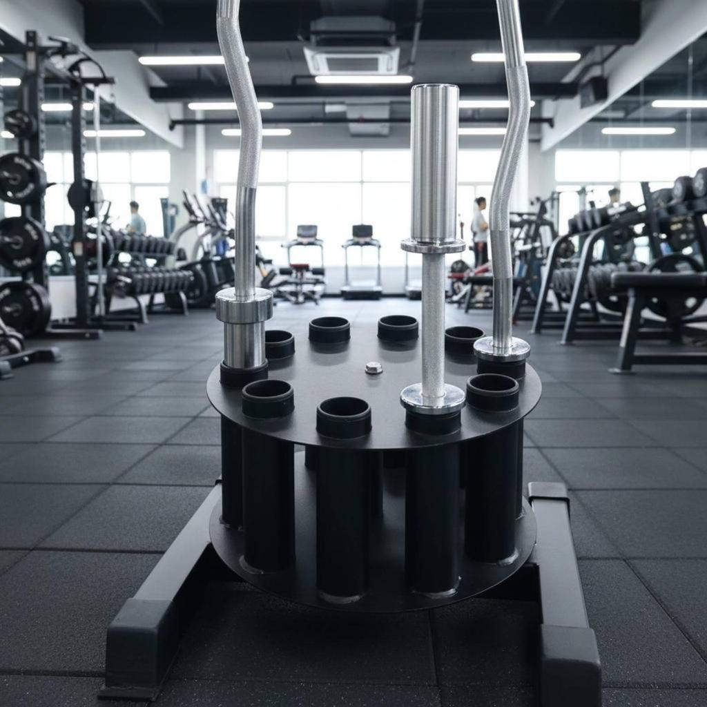 Degree Bar Holder Rotatable Rotating Barbell Rack Saving Stand for