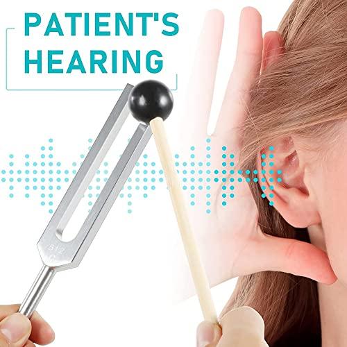 Ahvqevn 4-Pack Tuning Fork Set (128Hz, 256Hz, 512Hz) with Tuning Fork Hammer and Base for Sound Vibration Tools, Silver