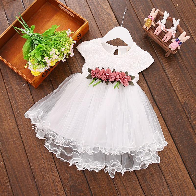 C121 Summer Girls' Floral Waist Princess Dress