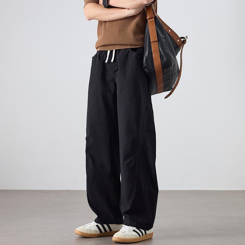 American Pure Cotton Casual Pants Men's Summer Thin Straight Loose Wide-leg Pants Large Size Scimitar Long Pants Men
