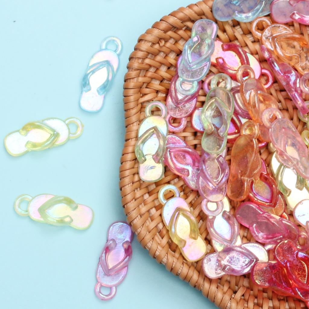 60pcs Handmade Material Beads Candy Color 8*22mm Slippers Shape