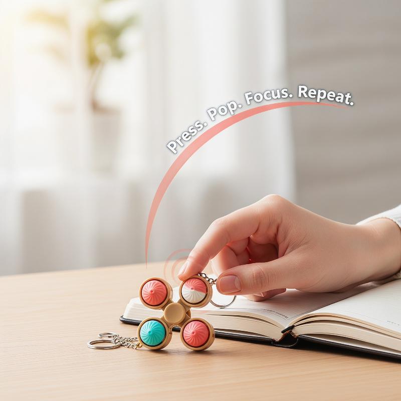 Portable Fidget Spinner Keychain With Pop Bubbles And Stress Relief Perfect For Kids Adults Daily Use Office Travel