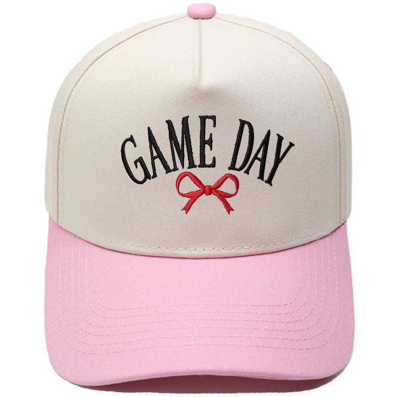 GAME DAY Bow Embroidery Color Matching Truck Hat Race Day Ladies Support Shade Dad Hat