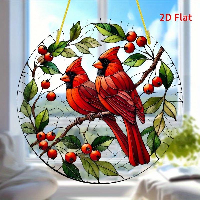 with Vibrant Red Cardinals and Berries Design, Four Seasons Decoration, Novelty Home Decor, Perfect Durable for Bedroom, Store, Office, Kitchen