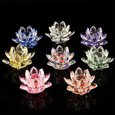 Souvenir Gifts Glass Craft Crystal Lotus Flower Figurine Glass Miniature Lotus Flower Decor