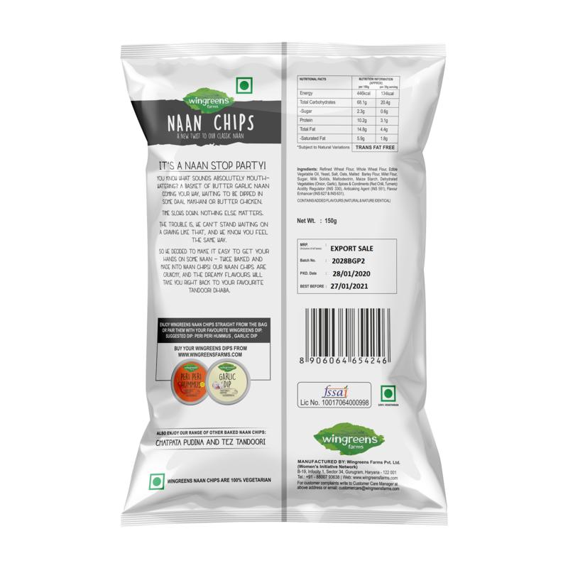 Chipsy czosnkowe (150 gramów), Masło Czosnkowe Chipsy Naan, Farmy Wingreens