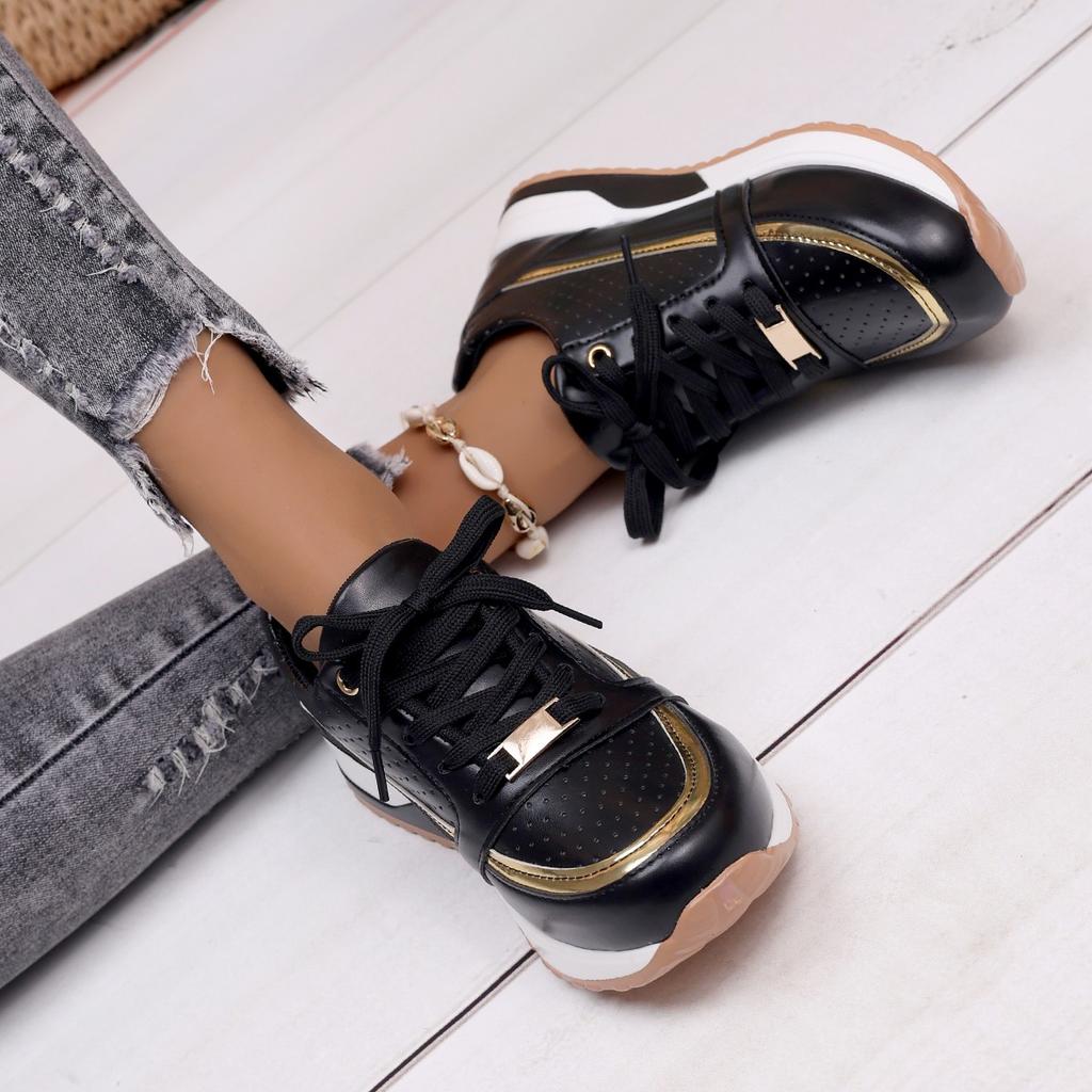 Damsneakers Nya Mode Skor för Kvinnor Loafers Skor Rund Tå Snörning Fram Utomhus Lätta Vardagssneakers för Kvinnor