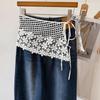 Vintage Crochet Flower Butt Curtain Embroidered Waistband Shoulders Fake Collar  Women