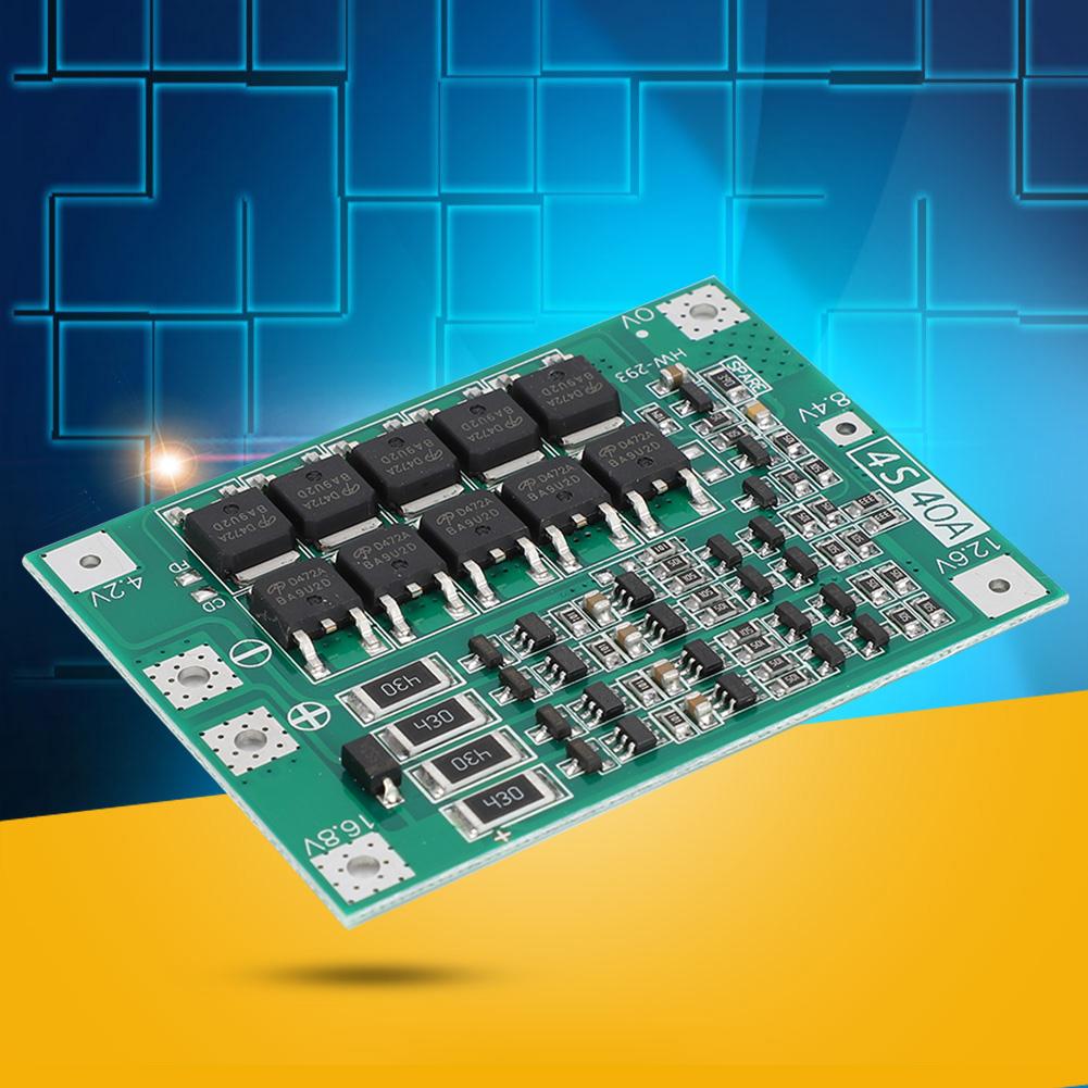 4S 14.8V 16.8V 40A 18650 Li Ion Lithium Battery Protection Board with Equalization