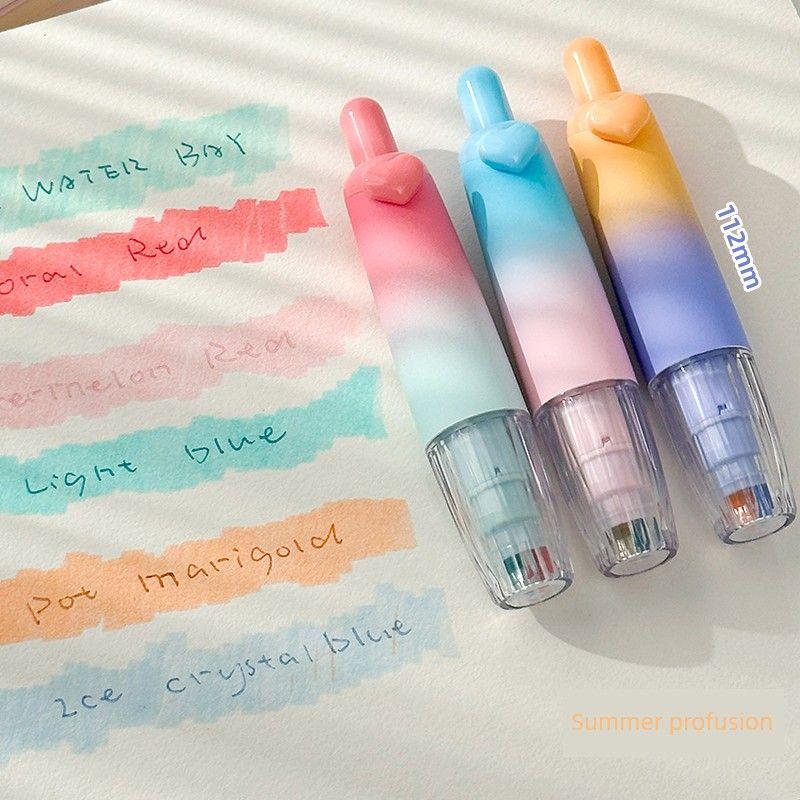 

Grade Three Class Two Two-Color Press Fluorescent Pen Stroke Key Mark Color Marking Pen Student Hand Account Pen Highlighter Summer profusion