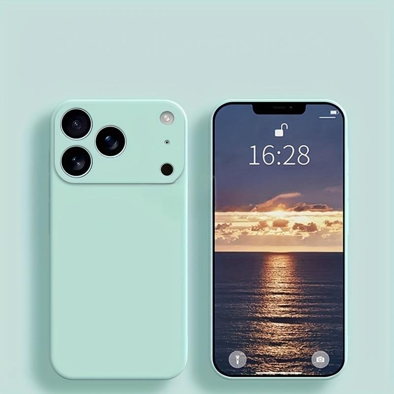 Liquid Silicone Plain Phone Case For iPhone 17 16 15 14 13 12 Pro Max 16 Plus 17Pro Air Soft TPU Camera Protector Cover