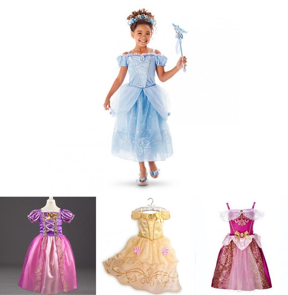 Elegant Kids Girls Princess Fancy Dress For Rapunzel Belle Cosplay