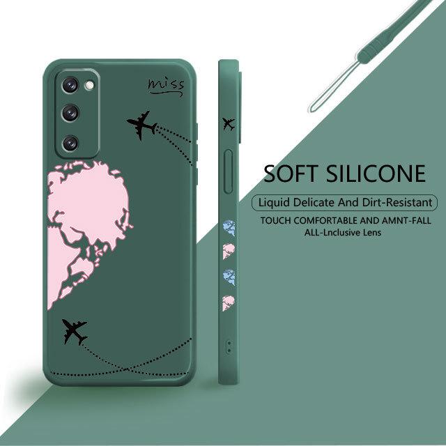 

Жидкий чехол для Samsung Galaxy S22 S21 S20 Fe Ultra S10 S9 S8 Plus S10e Note 20 10 Lite синий розовый самолеты любви карта мира путешествия Samsung S20 FE