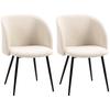 2 Piece Set Dining Room Chairs Upholstered Chairs With Fabric Cover Kitchen Chairs With Steel Legs Curved Backrest Cream White