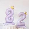 Shallow Purple Number Balloons with Crowns, Approx. 43.5 Inches (110cm), Perfect for Birthdays, Weddings, Parties, and Anniversaries (Purple, 8)