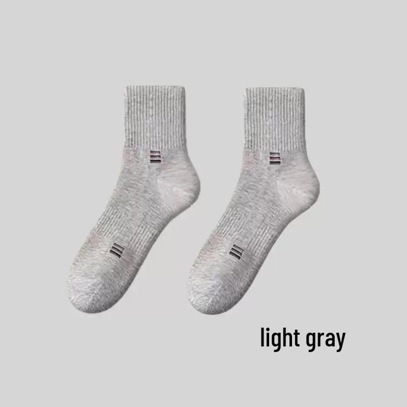 Men's Mid-Calf Socks - 100% Xinjiang Cotton, Antibacterial, Odor-Resistant, Sweat-Absorbent, Wear-Resistant, Spring/Autumn Sports Style