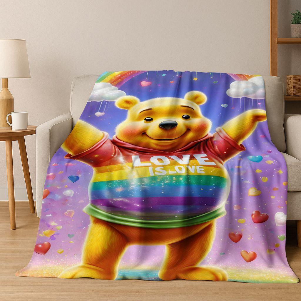 

2026 New Cute Winnie Pooh Bear Cartoon Flannel Blanket,Warm and Cozy Soft Throw Blanket for Home Bedroom Bed Sofa Cover Gift Kid 75x90cm