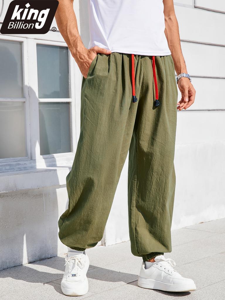 Men's Casual Harem Pants Ankle Cuffed Solid Color Loose Fit Oversize Drawstring Elastic Waist Streetwear Hip Hop Trendy Trousers