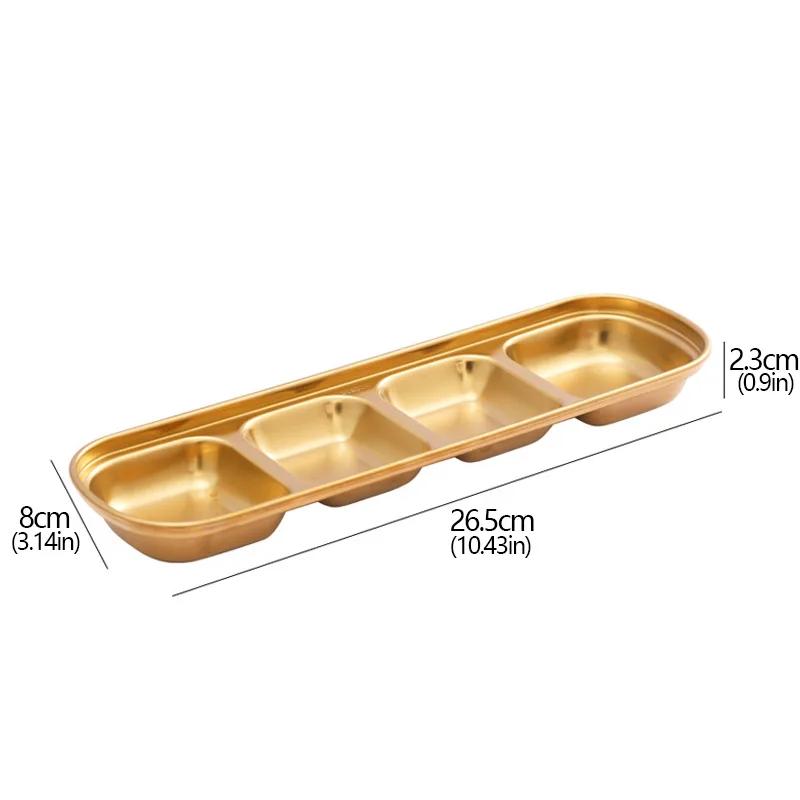 Stainless Steel 1-4 Grids Seasoning Plate Dipping Dish Sauce Dish Hot pot Barbecue Flavor Dish Kitchen Condiment Tray