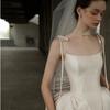 2025 Vintage Satin Halterneck Wedding Dress - Simple, Elegant Evening & Photography Style