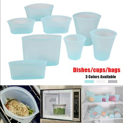 Saco de armazenamento de alimentos frescos de silicone Sacos de armazenamento reutilizáveis Sacos de bloqueio de silicone para congelador à prova de vazamentos Sacos de bloqueio de cozinha Ziplock