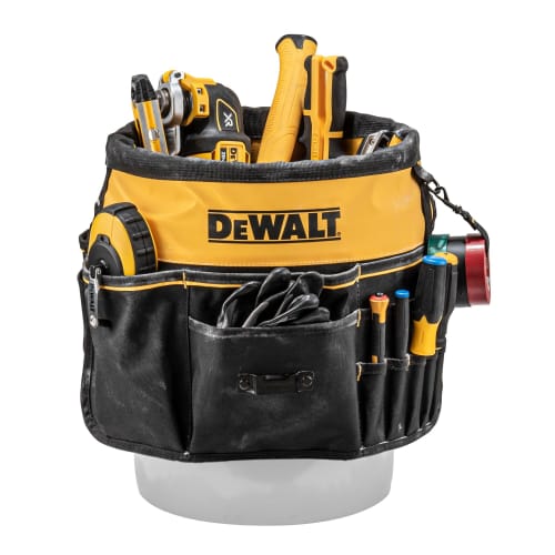 DeWALT Bucket Cover, Tool Storage Case, Bucket Tool Bag, Foldable, Multi-functional Tool Bag, Bucket Style, Garden Tool Bag, Soft Bag, Black & Yellow,