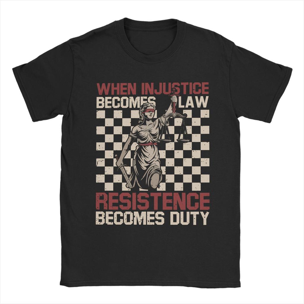 When Injustice Becomes Law Resistance Becomes Duty RBG Quote  Tshirts Mens Cotton Tops Funny  Round Neck Short Sleeve