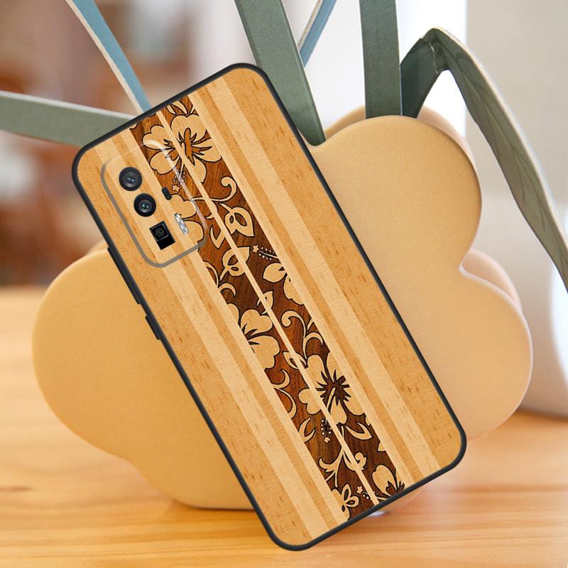 Beach Hawaiian Faux Koa Wood Case For POCO X6 F6 Pro M6 X3 X5 M5s F3 F5 Xiaomi 14 Ultra 12 13 Lite 11T 12T 13T Pro Cover