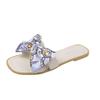 Bow slippers women's outer wear 2024 summer new flat-bottomed fashion fairy wind large size one-word cool slippers women's shoes