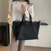 2025 Autumn and Winter New Bag Fringed Canvas Bag Women's Large-capacity Simple Commuter Student Shoulder Tote Bag